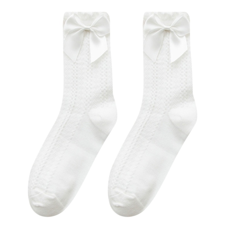 Xiangbao Vớ Cotton Dệt Kim Cổ Cao Vừa Kẻ Sọc Phối Nơ Phong Cách Lolita Nhật Bản Ngọt Ngào Cho Nữ