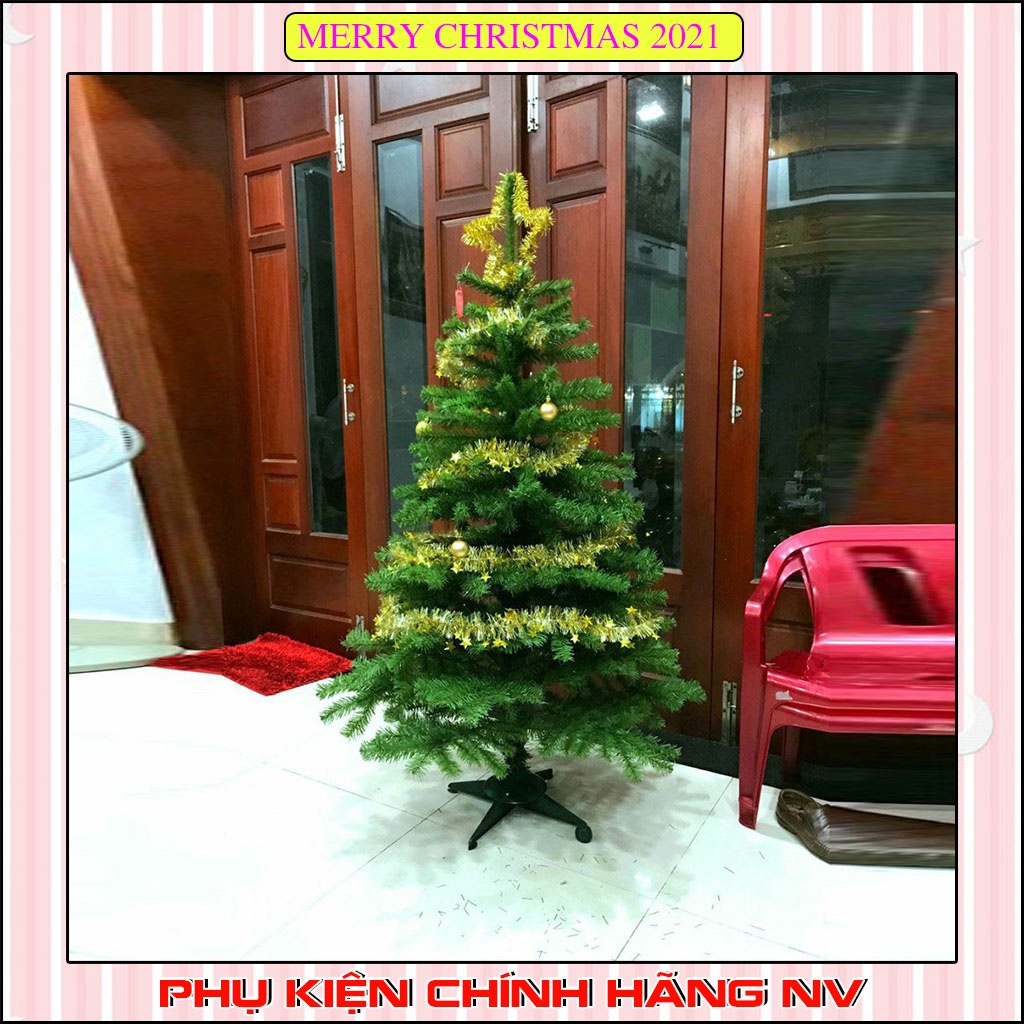 Cây thông noel 1m8 trang trí giáng sinh cho nhà cửa, phòng khách, phòng ngủ kèm dây kim tuyến và ngôi sao đẹp lung linh