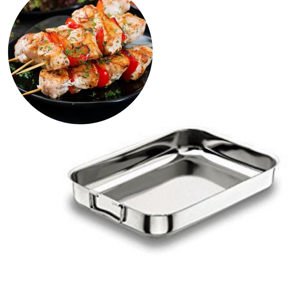 Chảo Nướng Có Tay Cầm Bằng Thép Không Gỉ Lacor 40X28X5.6CM