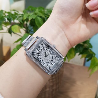 FREE_SHIP_TỪ_99K- Đồng hồ nữ mặt vuông đính đá dây nam châm cá tính, sang trọng