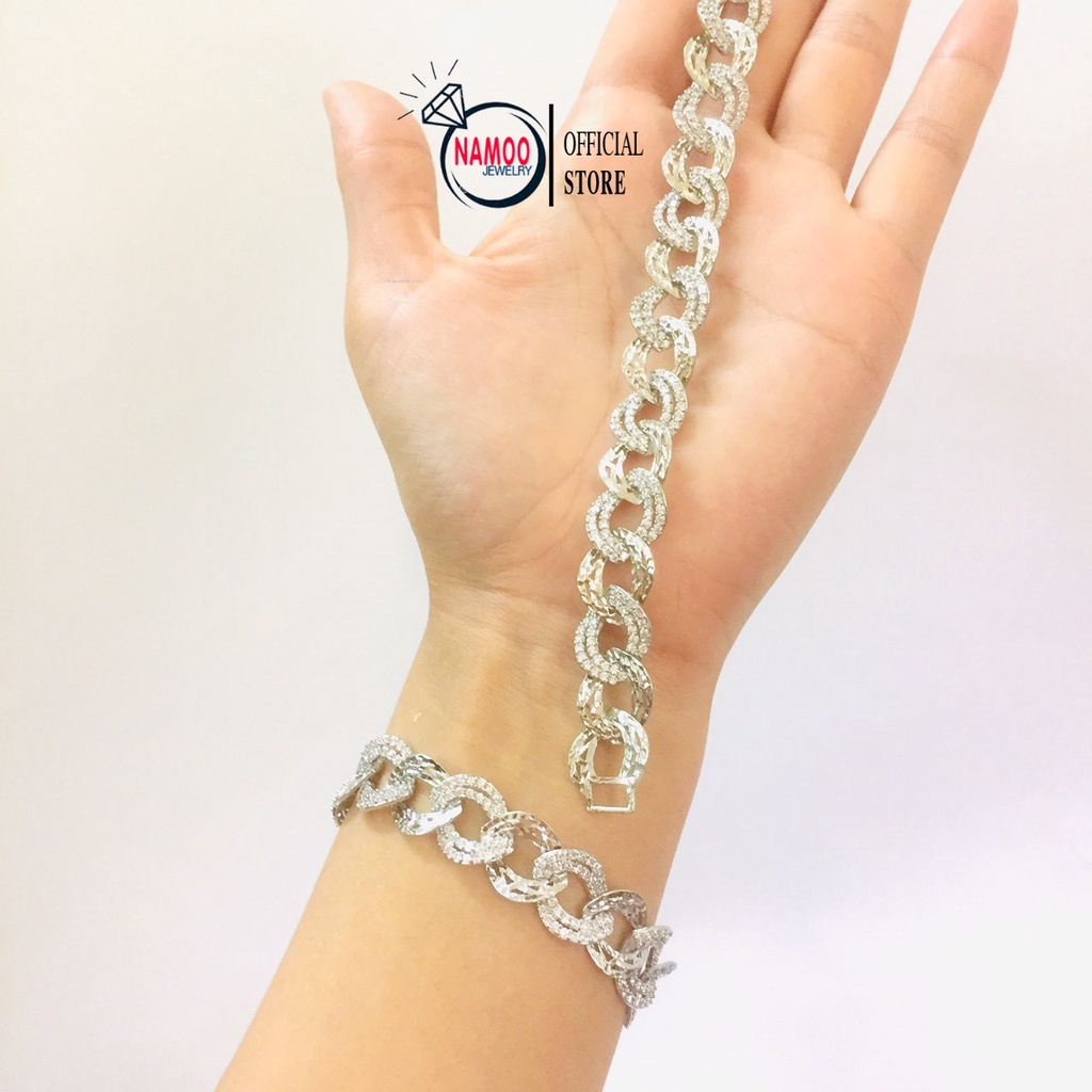 Lắc Tay Bạc Nữ, Vòng Tay Đính Đá Mạ Bạc L686 Namoo Jewelry