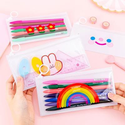 Hộp bút bơ dẹt nhỏ Hb238 hộp bút hoa nhỏ thỏ cầu vồng bóp viết cute túi bút dễ thương