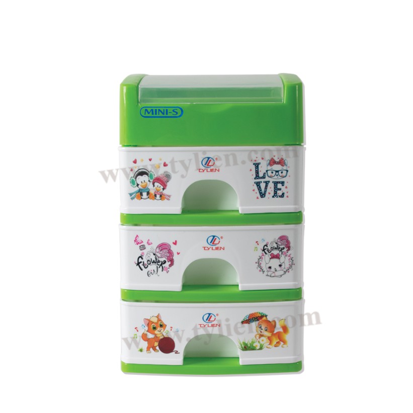 Tủ nhựa mini 4 tầng nhỏ S (15.5x20x24) Tý Liên nhựa pp chính phẩm cứng cáp, bền bỉ thiết kế sang trọng hình ảnh xinh xắn
