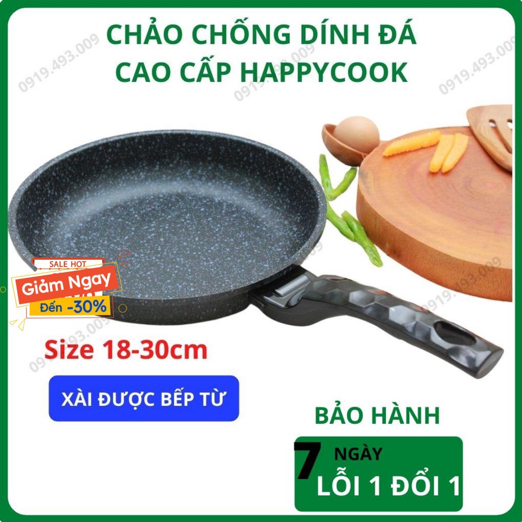Chảo chống dính bếp từ siêu bền vân đá 30cm Grand Happy Cook GFP-30IH kèm ảnh thật