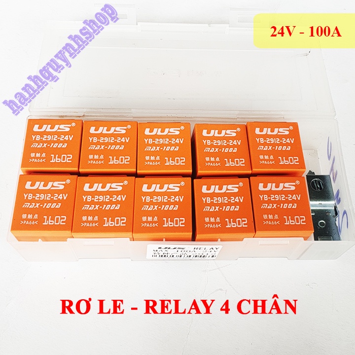 Hộp 10 Rơ le ô tô, Relay 4 chân màu cam 12V 100A hoặc 24V 100A loại 1