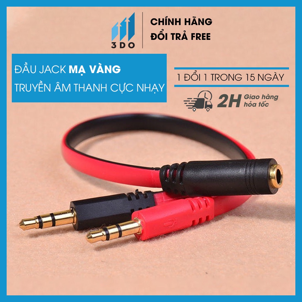 Jack chuyển đổi tai nghe 3.5mm sang 2 cổng Audio và Mic, đầu jack mạ vàng, truyền âm thanh nhạy