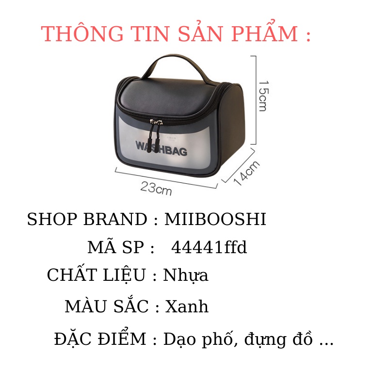 Túi xách nữ cầm tay đựng đồ mỹ phẩm đa năng bằng nhựa chống thấm COSMETIC BAG MiibooShi 44441ffd