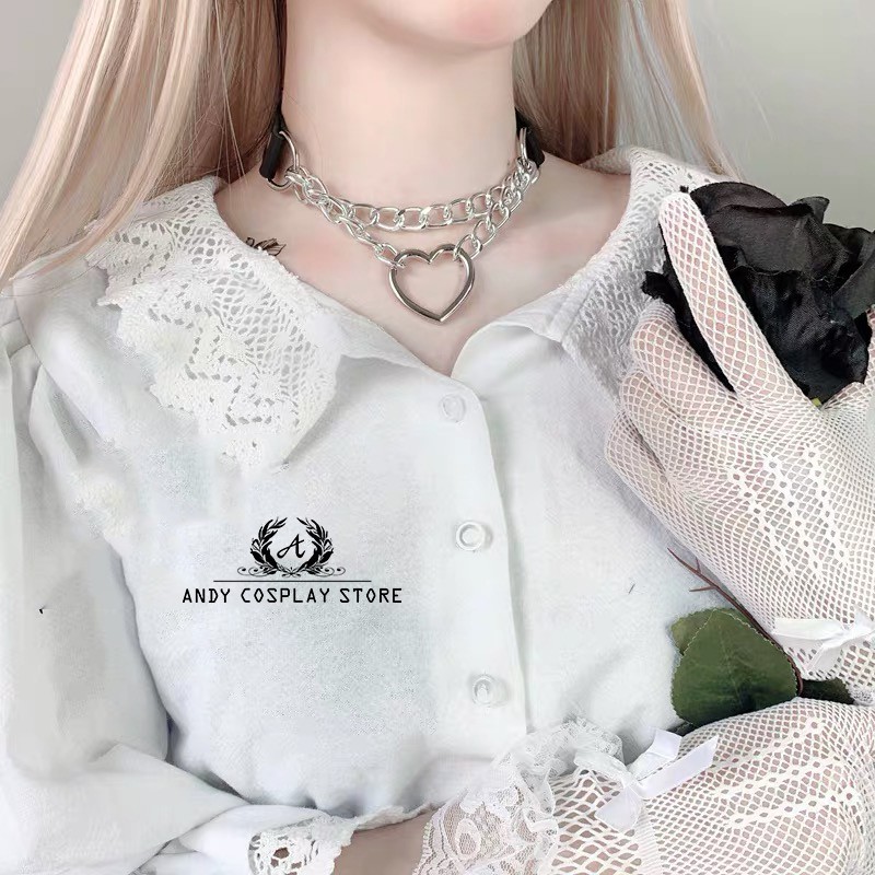 [CÓ SẴN] Vòng cổ choker xích trái tim rỗng