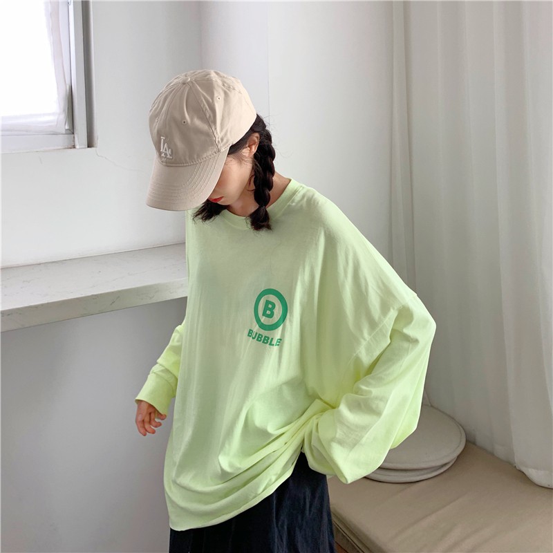 SUXI Áo Thun Nữ Dài Tay Cổ Tròn Thời Trang Hàn