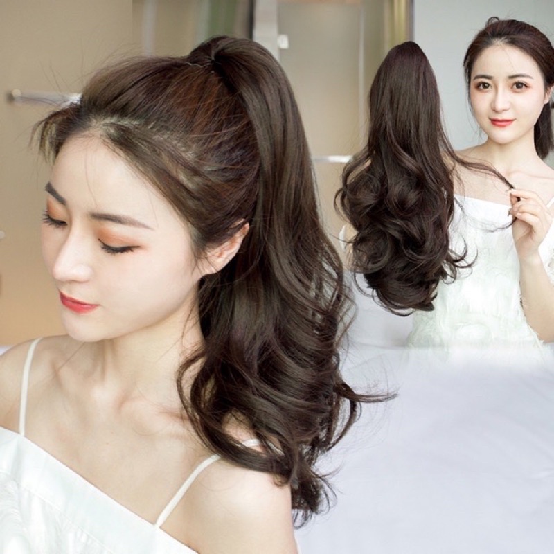 Tóc giả ngoặm xoăn ❤️FREESHIP❤️ tóc giả ngoặm xoăn lửng p103-50cm