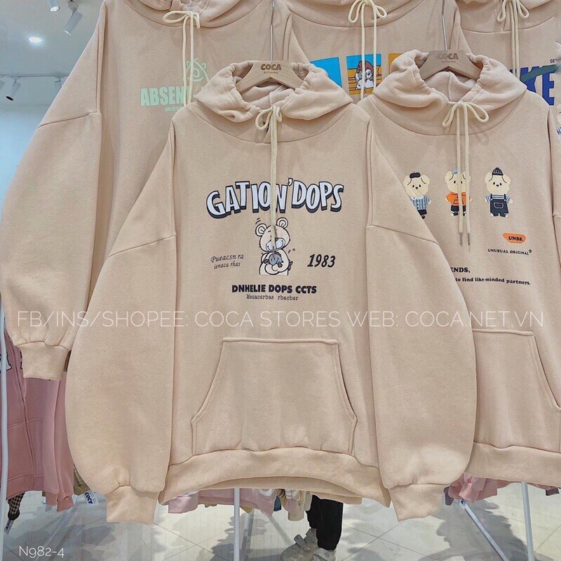 Áo Hoodie Gấu 1938 Dáng Basic 🦋 Áo Nỉ Dáng Rộng Khóa Kéo Kèm Mũ 🦋( Có Ảnh Thật)