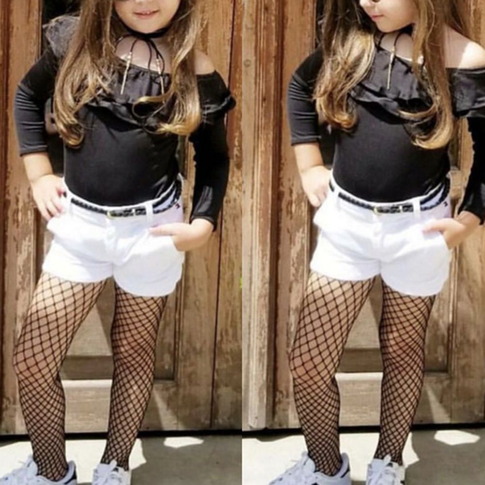 YIYU Quần tất lưới màu đen thời trang cho bé gái 1 tuổi