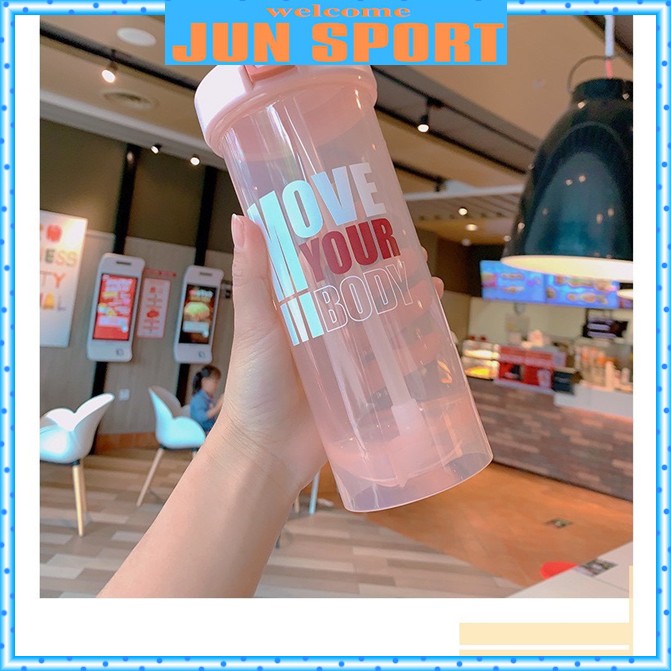 Bình Nước tập Gym, Chơi Thể Thao Thể Hình, Dung Tích 800ml, Kèm Quả Lắc Jun Sport