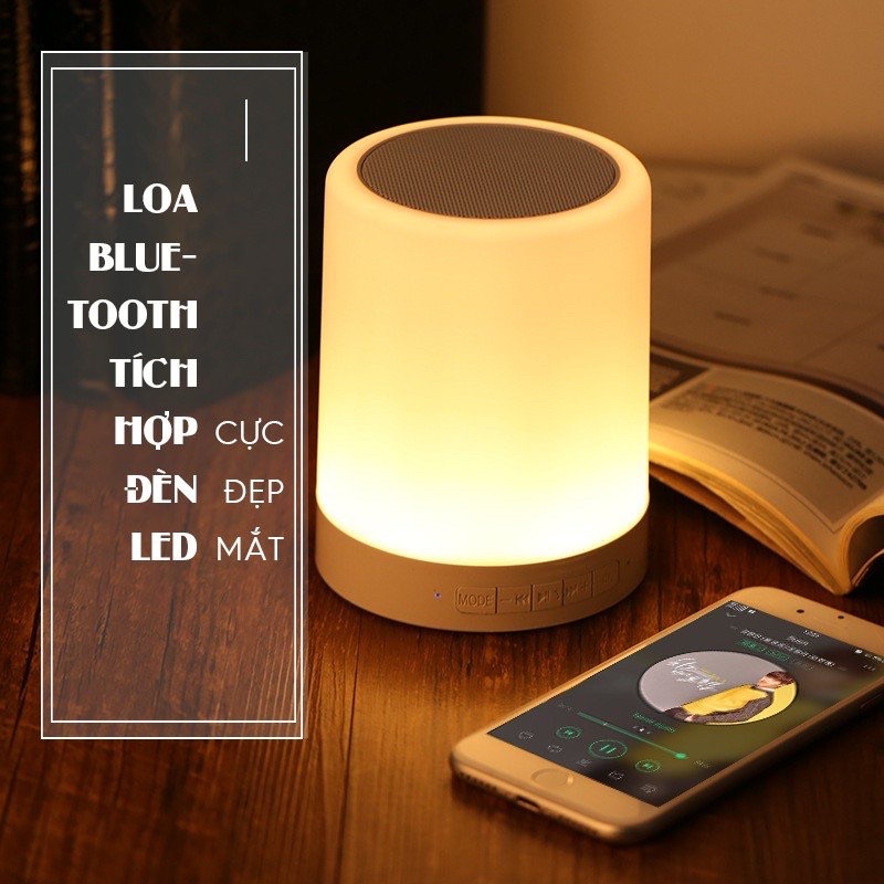 Loa Bluetooth Đèn Ngủ, Loa Bluetooth Đồng Hồ Báo Thức Kết Hợp Đèn Led Cảm Ứng Đổi Màu Theo Nhạc