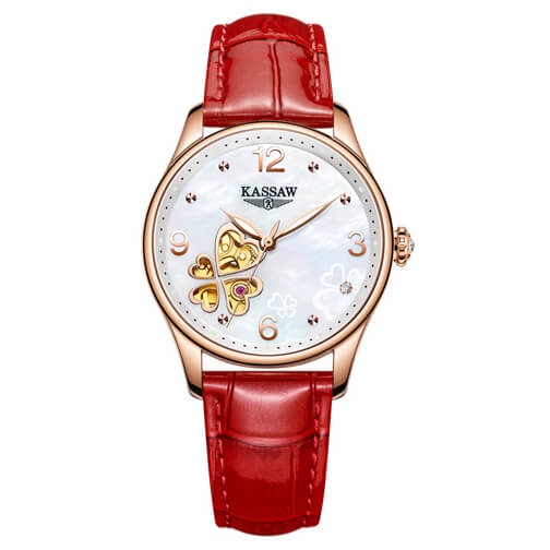 Đồng hồ nữ chính hãng KASSAW K910-1 Kính sapphire ,chống xước,Chống nước 50m ,BH 24 tháng,Máy cơ (Automatic) ,dây da xịn