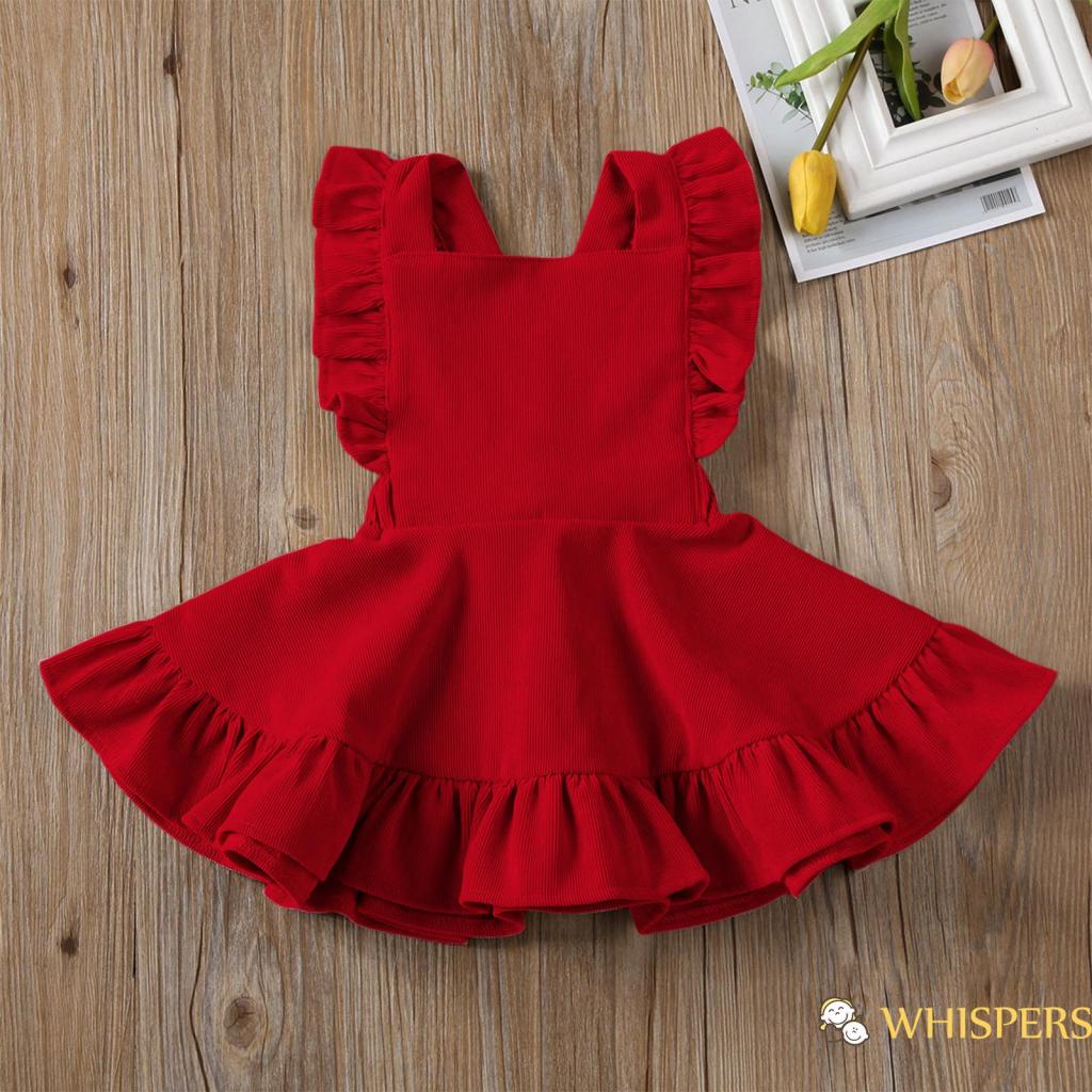 Đầm không tay cổ vuông lưng cao viền bèo thời trang thích hợp cho bé gái