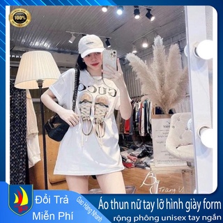 Áo phông hoạ tiết giày gc dây buộc-phông thụng unisex