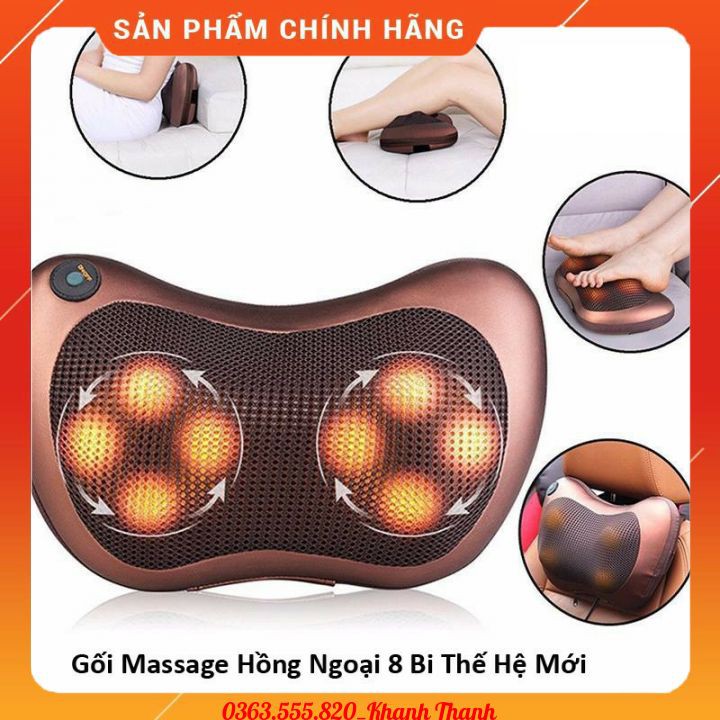 Gối massage hồng ngoại Hàn Quốc 8028 - 8 bi 2 chiều - Massage hồng ngoại sưởi ấm, xạ trị liệu vật lý hiệu quả