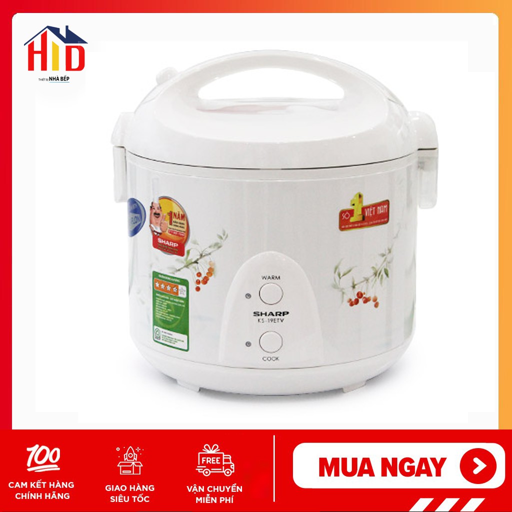 [Mã ELHADEV giảm 4% đơn 300K] Nồi cơm điện Sharp 1.8lít KS-19ET Made in Thái Lan