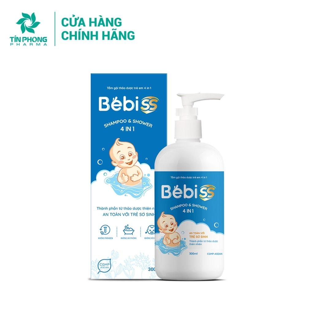 Tắm Gội Thảo Dược Trẻ Em 4 In 1 BEBISS Thành Phần Tự Nhiên, Dịu Nhẹ Với Da Trẻ Sơ Sinh Chai 300ml TMP020