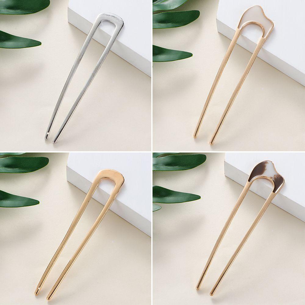 WATTLE Trâm Cài Tóc Chữ U Bằng Kim Loại Phong Cách Vintage Thời Trang