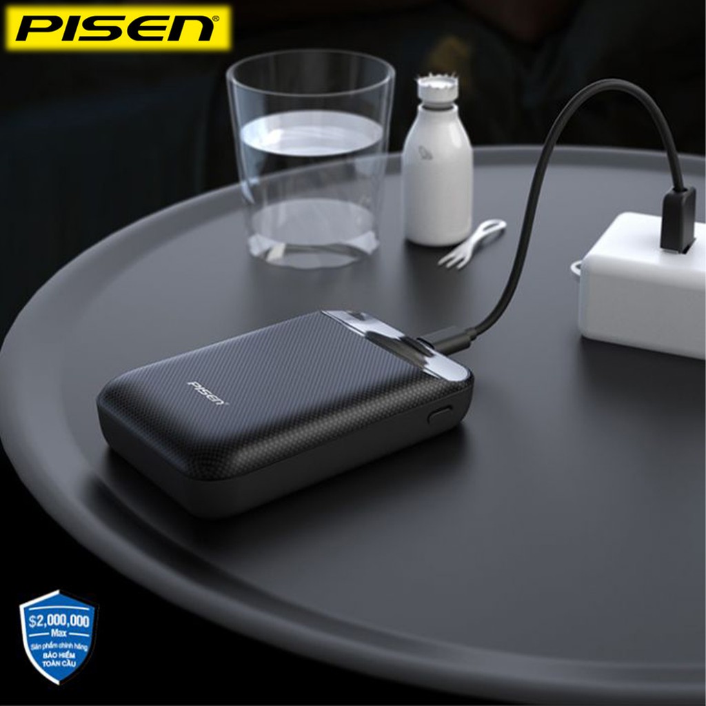 Pin sạc dự phòng Pisen 10000mAh Power Box C10000 Led Chính Hãng Cho iPhone Huawei Samsung Xiaomi Oppo Vivo