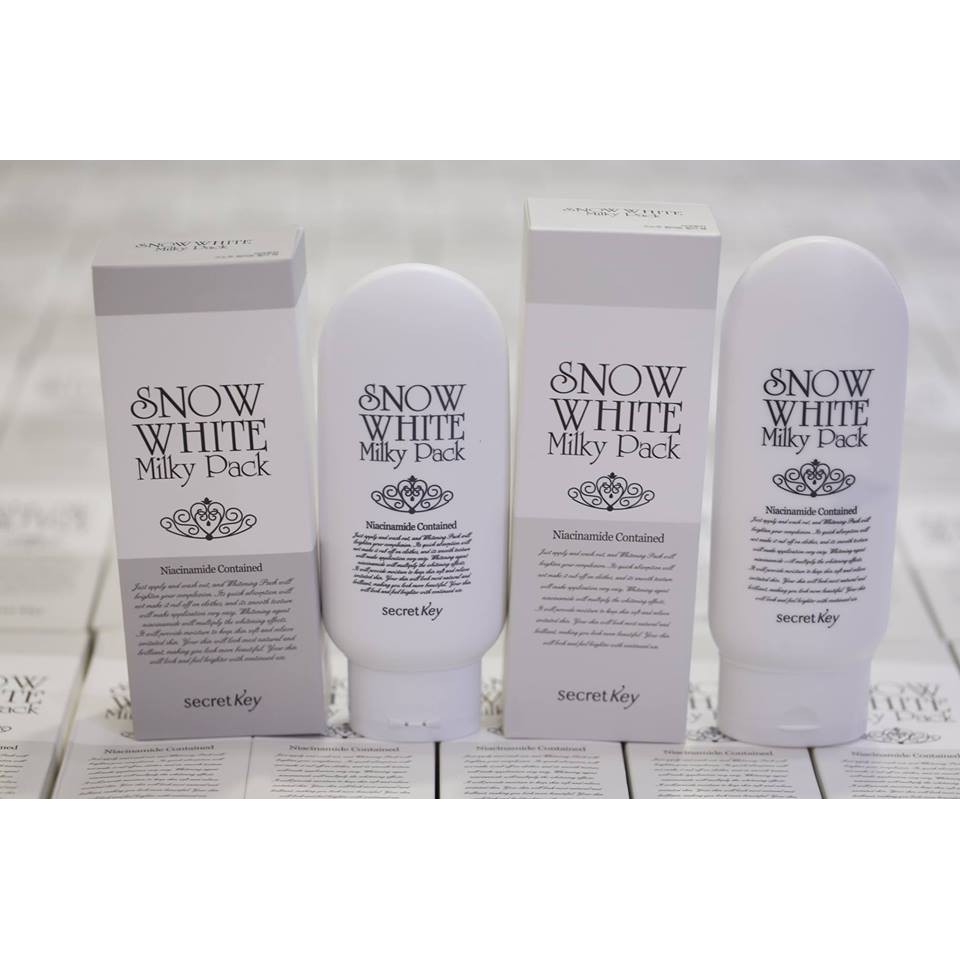 Kem tắm trắng mặt và toàn thân Snow White Milky Pack Secret Key 200g