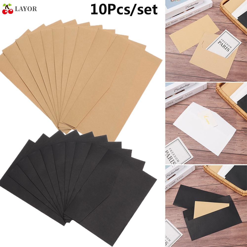 💜LAYOR💜 10Pcs DIY Wedding Invitation Craft Greeting Card Kraft Envelopes Business Gift European Style Office Supplies Stationary Vintage Kraft Paper/Multicolor