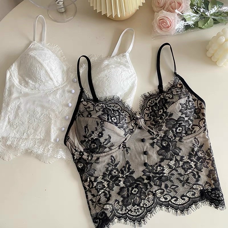 Áo lót coset , Áo bra ren nữ cao cấp, Có mút nâng ngực êm, ren mềm mịn, kiểu dáng croptop xinh