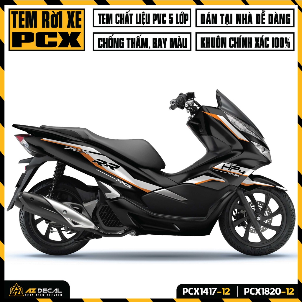 Tem Rời Dán PCX 2014 - 2020 Mẫu HP4 RR | PCX-12 | Decal Chế Dán Xe Máy PCX 125 150 160 Chống Nước, Bền Màu