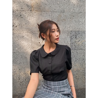 Áo cổ sen phối nút - Đen [A027 - Senbe Clothing]