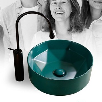 bộ lavabo sứ cao cấp màu xanh cổ vịt