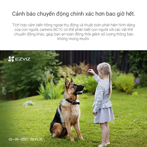 Camera Wi-Fi EZVIZ BC1C Không Dây, 1080P, Pin Sạc 7800 mAh, Bộ Nhớ Trong 32GB