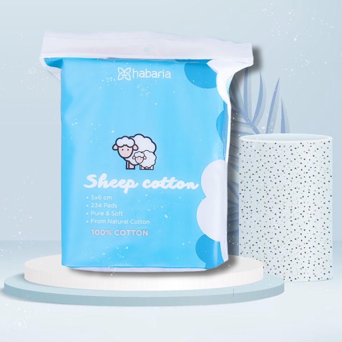 Bông tẩy trang Habaria 234 miếng cotton tự nhiên, thấm hút tốt NPP Shoptido