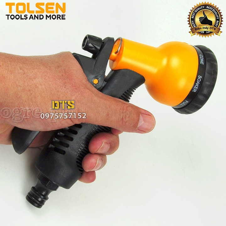 Vòi xịt tưới cây, vòi xịt rửa xe 8 chế độ phun, tăng áp lực nước TOLSEN, nhựa cao cấp ABS - Tiêu chuẩn xuất khẩu Châu Âu
