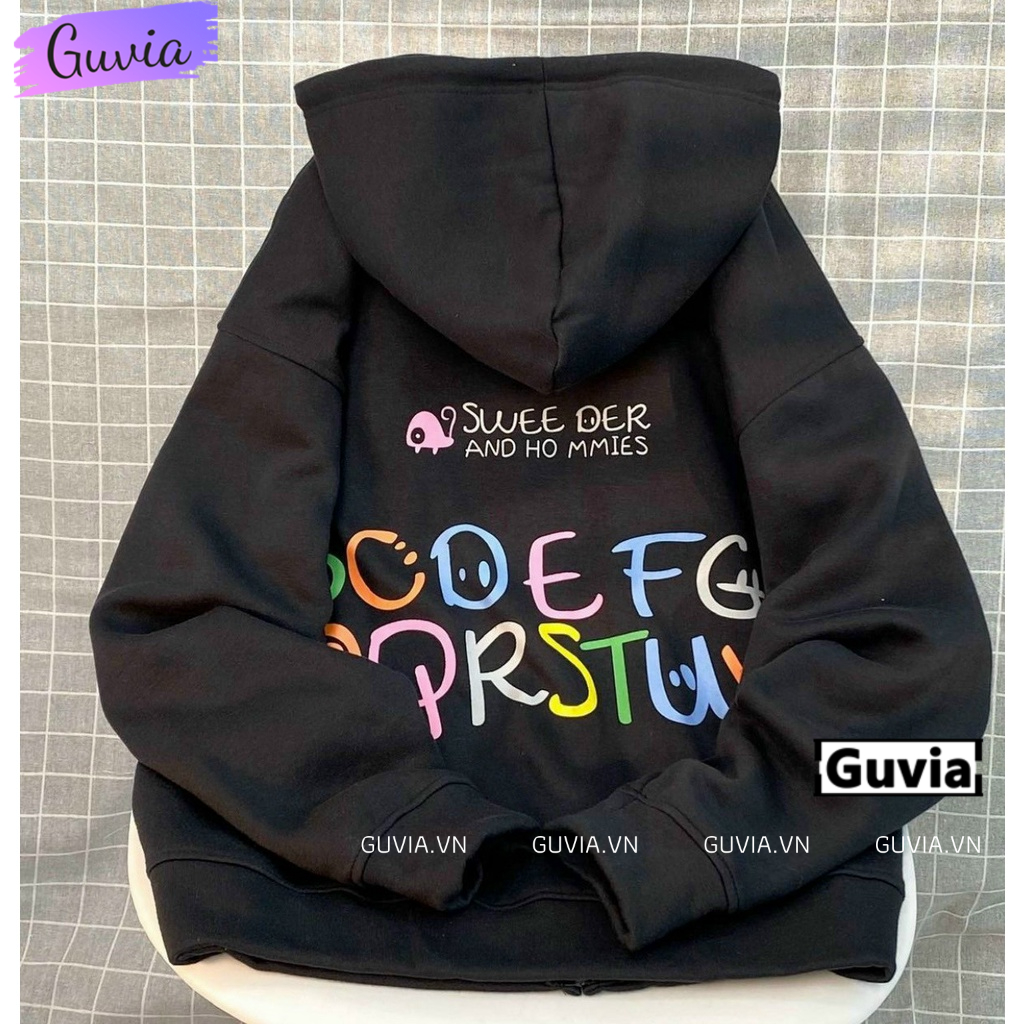 Áo Khoác Nỉ Hoodie SWEEDER Nam Nữ Ulzzang Unisex Tay Rộng Dây Kéo Form Rộng GUVIA