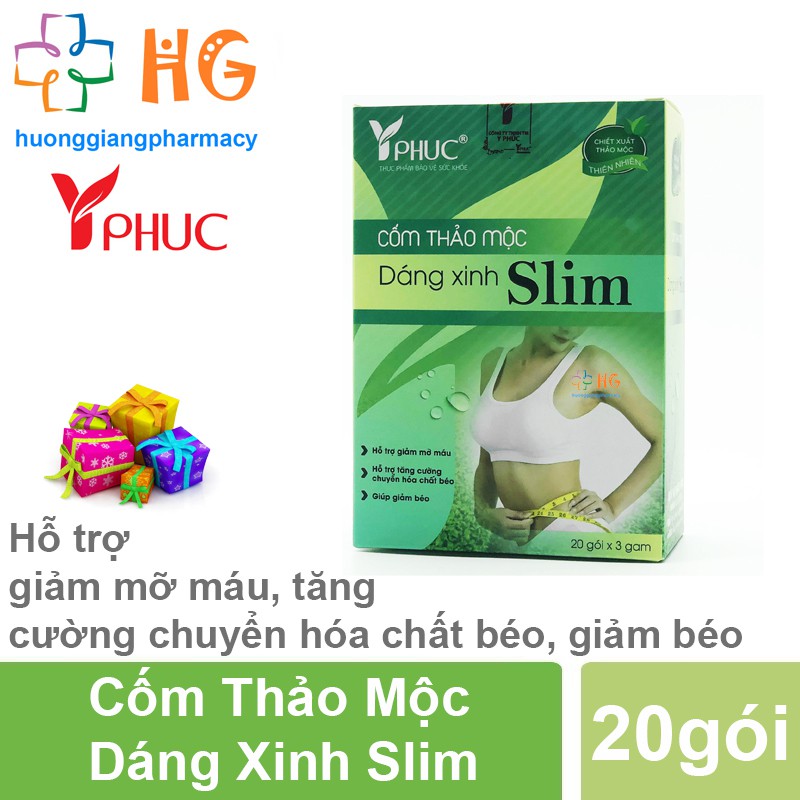 Cốm Thảo Mộc Dáng Xinh Slim - Hỗ trợ giảm mỡ máu, tăng cường chuyển hóa chất béo, giảm béo, giảm cân (Hộp 20 gói)
