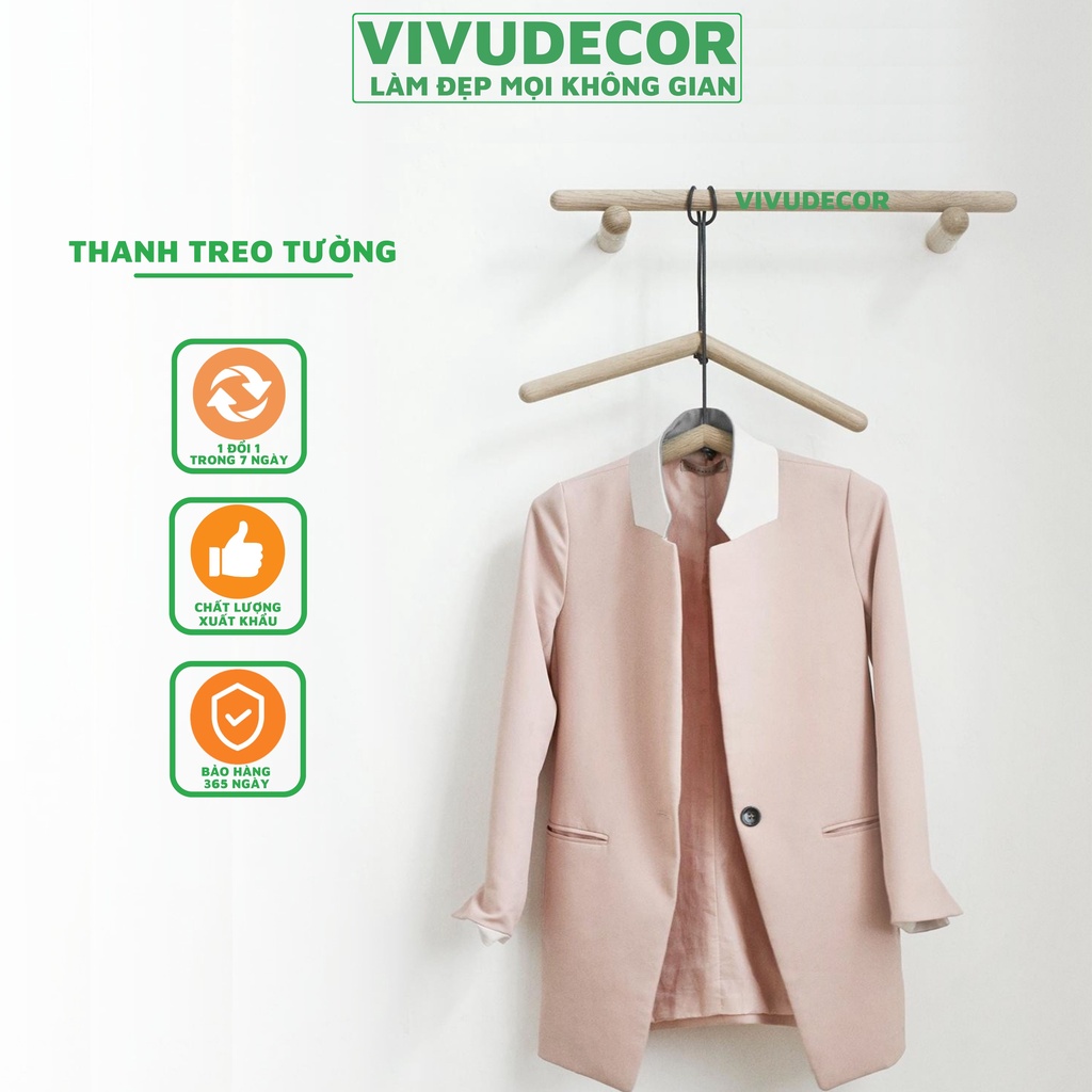 Móc Treo Quần Áo Gắn Tường Vivudecor - Thanh Treo Quần Áo Trong Nhà Tắm, Nhà Bếp, Cánh Cửa