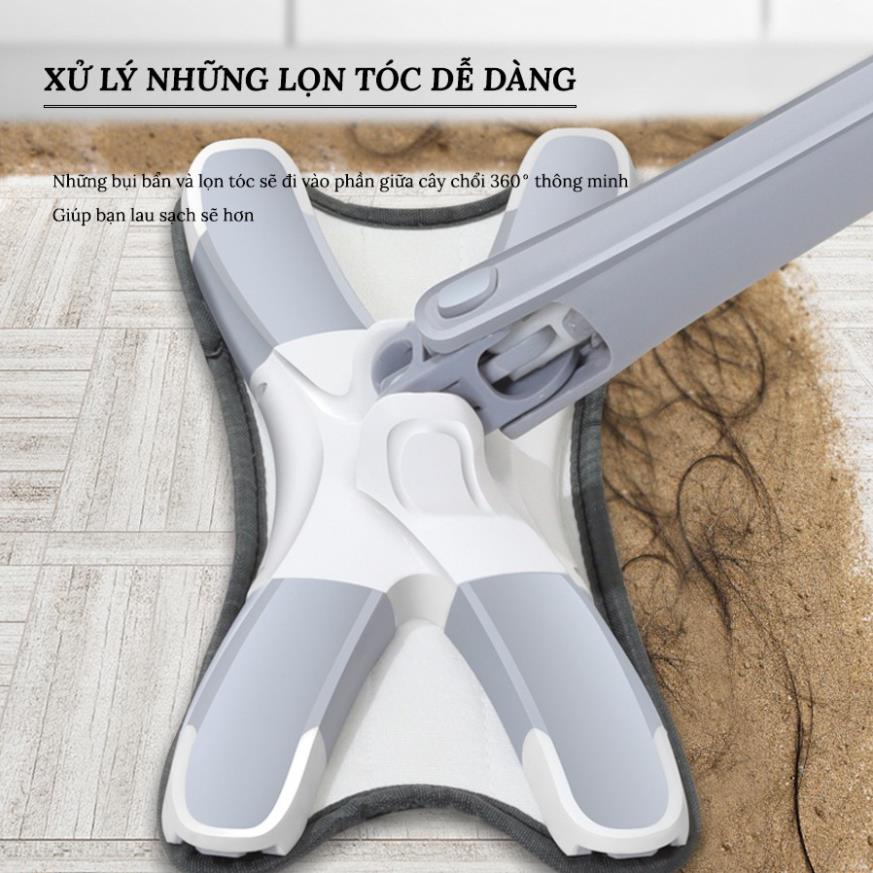 [ TẶNG 1 MIẾNG LAU ] Cây Lau Nhà Thông Minh KIYOSHI Cây Lau Nhà Chữ X Tự Vắt Xoay 360 Độ LN001