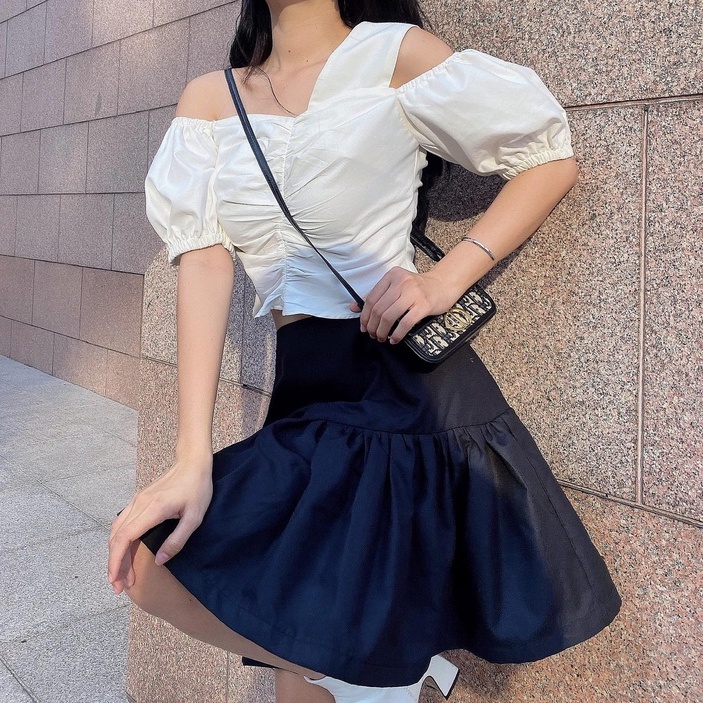25 STUDIO Chân váy cạp cao dáng xòe Ruffled Skirt