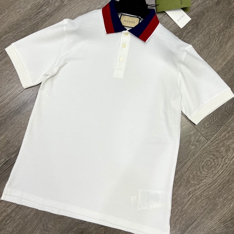 Áo polo Gucci trơn logo check cổ LA