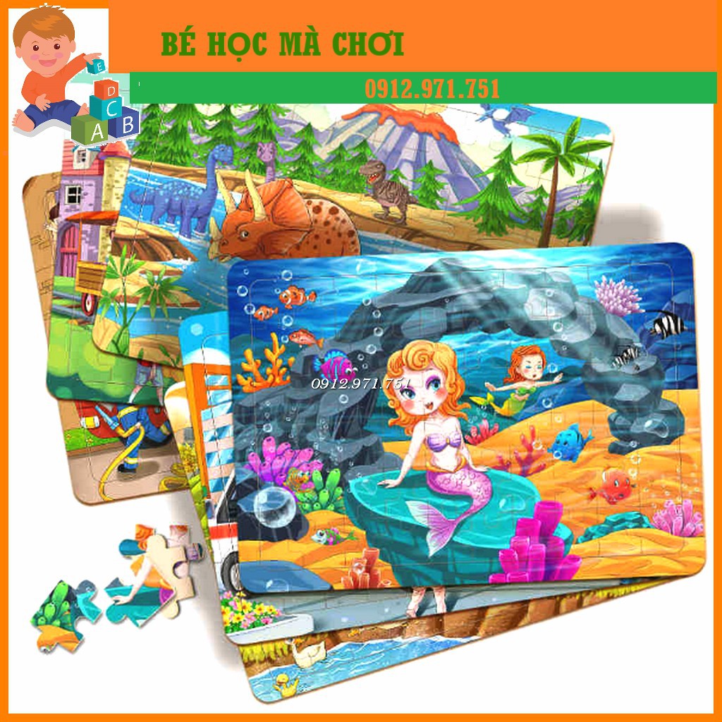 [Bán giá gốc] - Tranh xếp hình gỗ Puzzle 60 pcs có bảng gỗ kèm theo ( LINK 1)