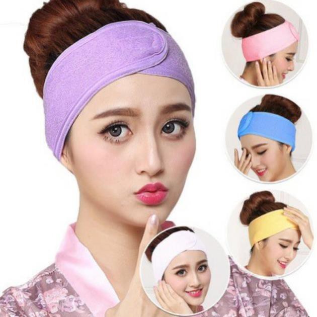 Băng đô khăn vải mêm mượt có thể điều chỉnh tránh bị tóc ướt khi đi tắm rửa mặt spa