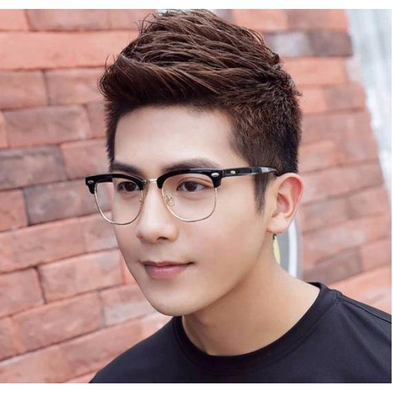 Kính Form tròn Nam Nữ nửa gọng Chất liệu nhựa hàn quốc kiểu dáng hot trend