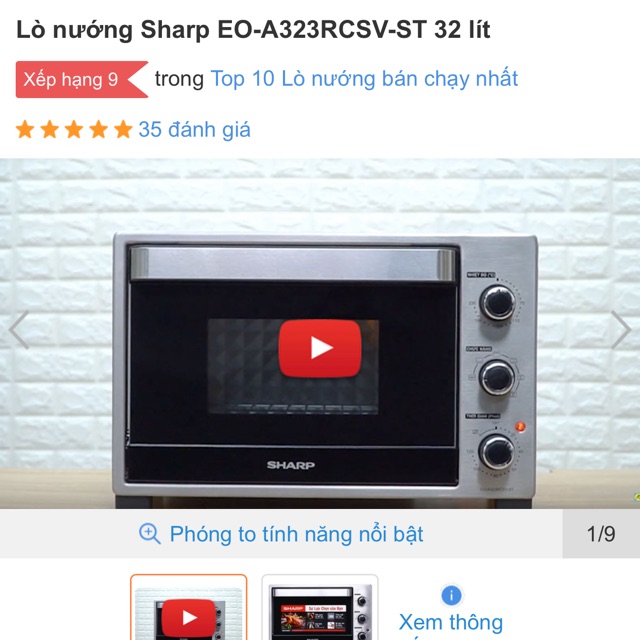 Lò nướng Sharp EO-A323RCSV-ST 32 lít NEW 100%