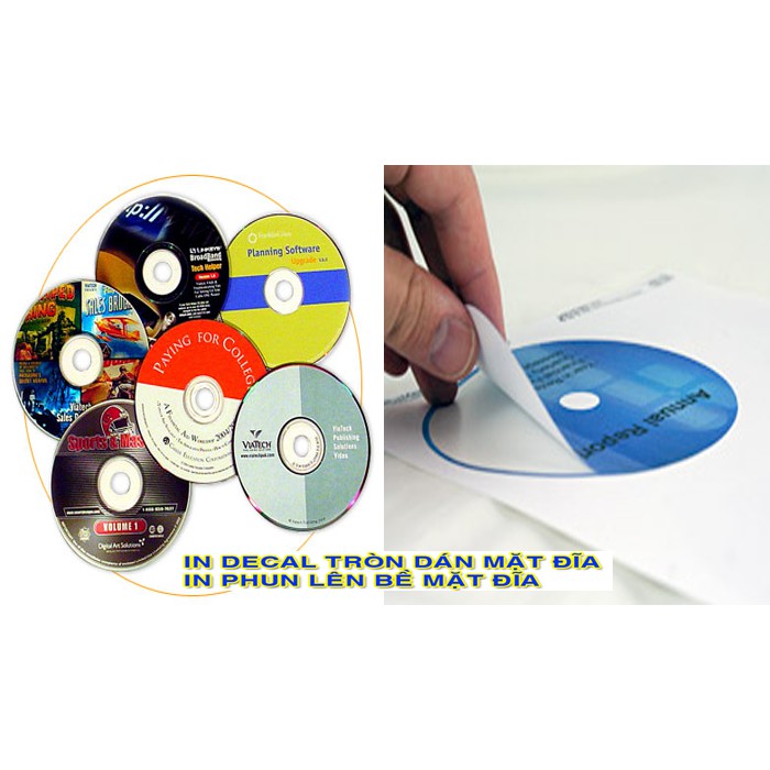 DECAL DÁN ĐĨA CD_DECAL GIẤY( XẤP 50 TỜ, MỖI TỜ 2 ĐĨA)