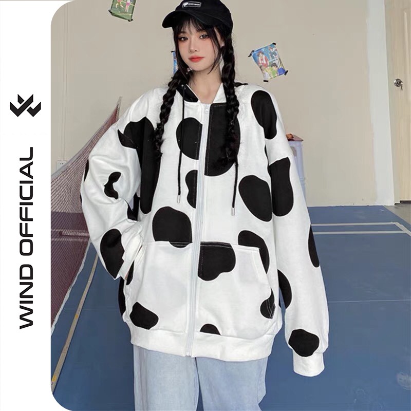 Áo khoác nỉ unisex form rộng cardigan Bò Sữa nam nữ ulzzang Wind | BigBuy360 - bigbuy360.vn