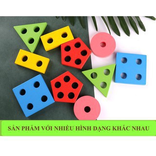 BỘ GỖ XIÊN CỌC - BỘ ĐỒ CHƠI GỖ XIÊN 5 LOẠI HÌNH VÀO CỌC GIÚP BÉ TƯ DUY SÁNG TẠO