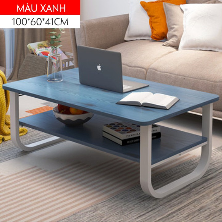 (SIÊU HOT) Bàn trà chân sắt, bàn trà sofa vân gỗ 2 tầng kích thước 100x60x41cm M023-10A | BigBuy360 - bigbuy360.vn