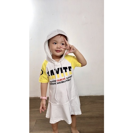 Váy đầm bé gái hodie thể thao vải cotton chính phẩm Jennie kids thấm hút mồ hôi J420